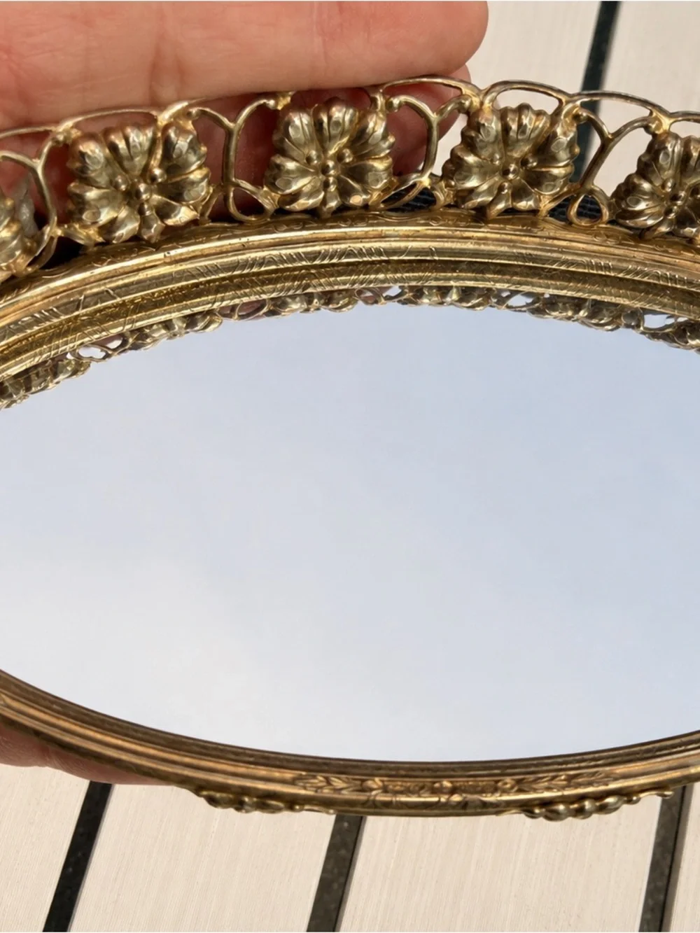 Vintage Gold Mirrored Vanity Tray